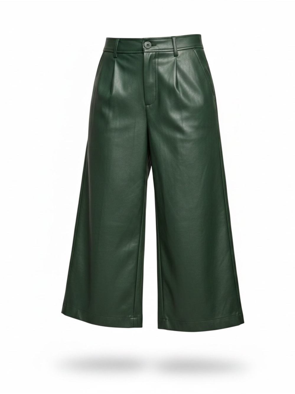 By Anthropologie Faux Leather Wide Leg Capris Culottes Cropped Size 10 - Picture 4 of 5